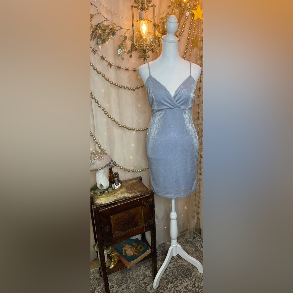 Windsor Blue V-Neck Sleeveless Bodycon Mini Dress